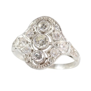 Geometry in Light: A 1920s Platinum Art Deco Diamond Ring